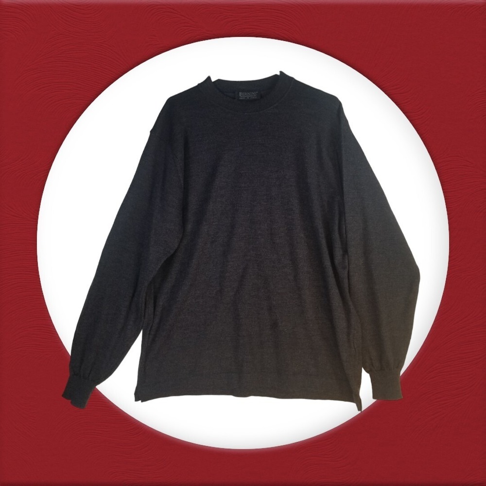Bernini Men's Pure Wool Pullover Men's SZ L‎ P2P 24 In, Made In Italy.